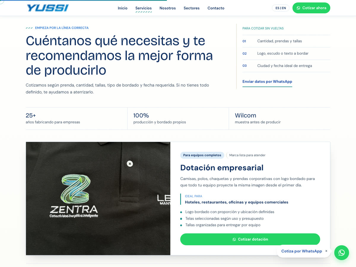 Sitio web de Bordados Yussi