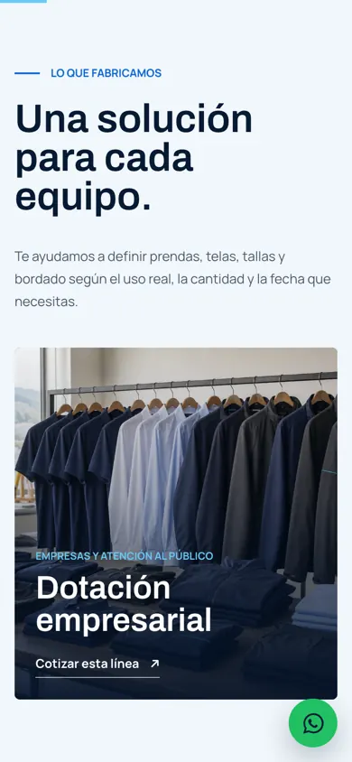 Las líneas de producto apiladas en móvil