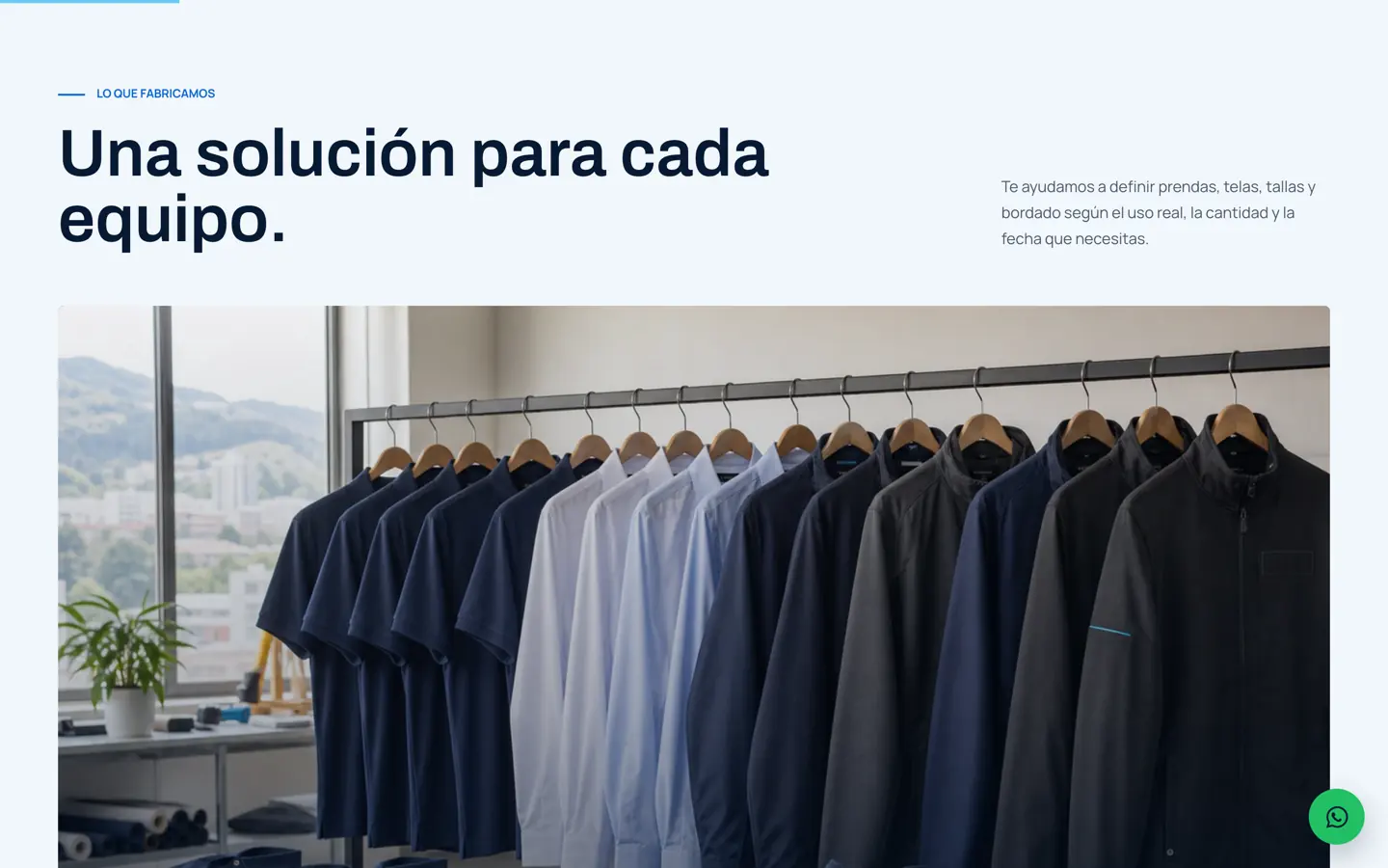 Las cinco líneas de producto numeradas, cada una con su público y su botón de cotizar